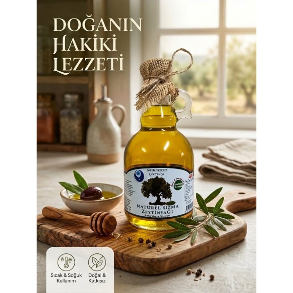 Naturel Sızma Soğuk Sıkım Zeytinyağ 1 Lt ( Galon Cam Şİşe )