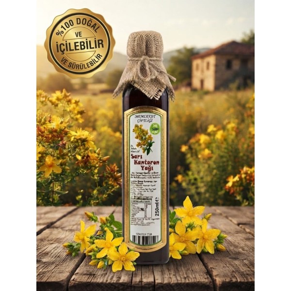 Doğal Hakiki Kantaron Yağı 250 ml (İÇİLEBİLİR Cam Şişe)